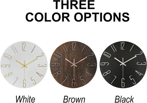 Miniatura 2 de AIRUIFU Reloj de pared de 12 pulgadas, silencioso y sin tictac, moderno, funciona con pilas - Analógico pequeño y clásico para oficina, hogar, baño