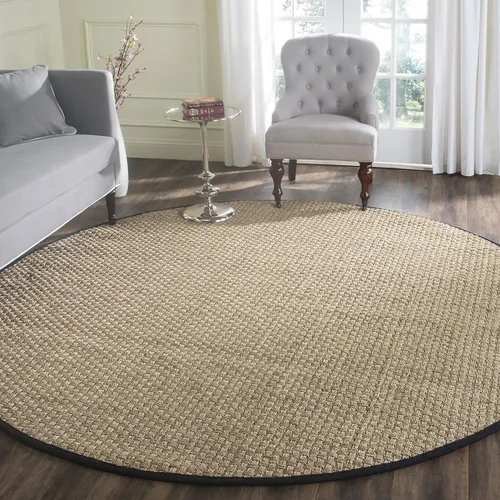 Miniatura 42 de Safavieh Natural Fiber NF114P - Alfombra redonda de hierba marina, tejido de canasta, con borde, de 244 cm, color gris Natural/ gris