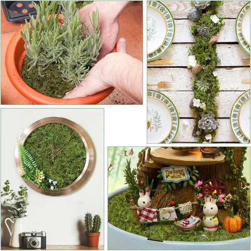 Miniatura 7 de YUNVI Musgo Artificial de Gran Capacidad de 17.6 OZ para Plantas en Maceta, Hierba de Musgo Falso Natural para Plantas de Interior, Manualidades