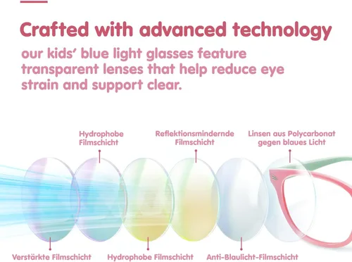 Miniatura 4 de Lentes de bloqueo de luz azul para niños y niñas, TR90, irrompibles, antirreflejos, UV400 de 2 a 18 años * Mezcla de 5 pares-a