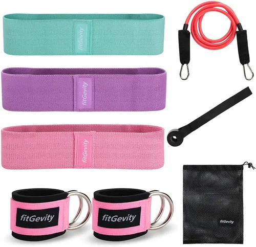Bandas de resistencia para piernas y glúteos, tela antideslizante para cadera, bandas de entrenamiento para glúteos, juego de 8 bandas de