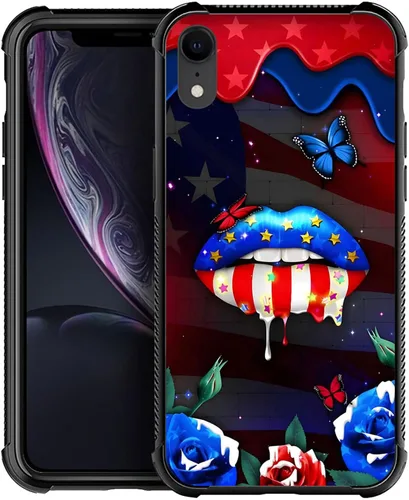 Miniatura 140 de Funda compatible con iPhone X/XS, diseño de bandera estadounidense de béisbol, TPU suave, a prueba de golpes, de vidrio templado, para iPhone X/XS