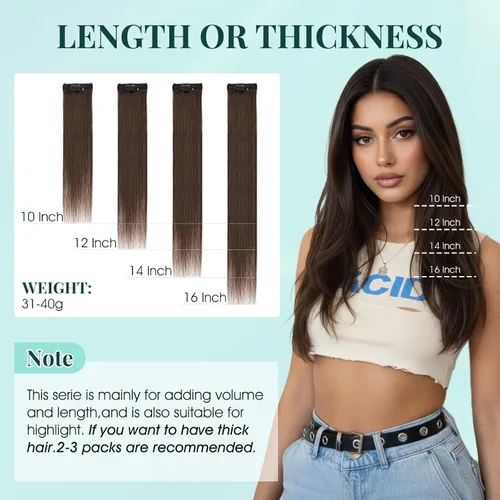 Miniatura 6 de Benehair 6 extensiones de cabello corto con clip, 100% cabello humano real, sin costuras e invisibles, para mujeres, con volumen instantáneo