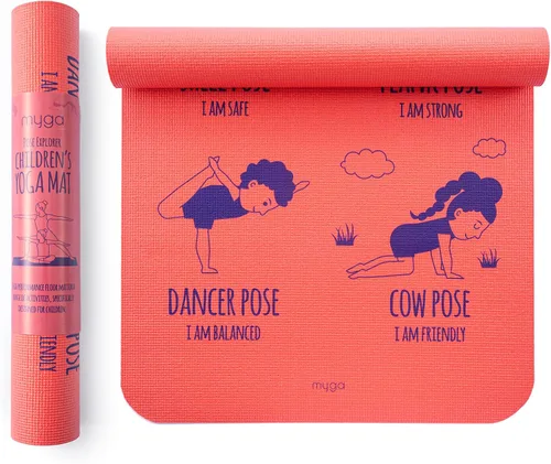 Myga Estera de Yoga para Niños con Estampado de Seda, Estera de Yoga Antideslizante para Ejercicio de Niños, Fitness, Yoga y Mindfulness, Estera de