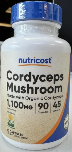 Miniatura 6 de Nutricost Cordyceps - Cápsulas de hongos de 1100 mg, 45 porciones – Certificado CCOF fabricado con orgánico, vegetariano, sin gluten, 550 mg por