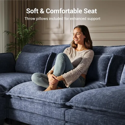 Miniatura 6 de Pipishell 110.6" U-Shaped Modular Sectional Sofa, 5-Seat Modern Chenille Deep Seat Comfy Cloud Couch with 2 Movable Ottoman & Throw Pillows for