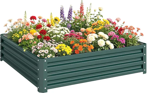 Miniatura 28 de Outsunny Cama de Jardín Elevada con 3 Jardineras, Soporte de Plantas de Madera con Orificios de Drenaje, para Verduras, Hierbas y Flores, Gris