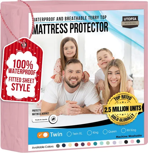 Miniatura 49 de Utopia Bedding – Protector impermeable de colchón tamaño individual, funda de colchón de terry premium de 200 GSM, transpirable, estilo ajustado