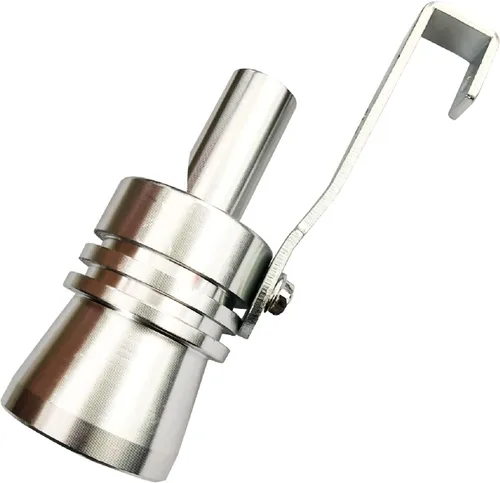 Miniatura 8 de DEVMO Silenciador de escape universal de aleación de aluminio de tamaño XL, silbato de tubo de escape de sonido turbo para coche, tono plateado
