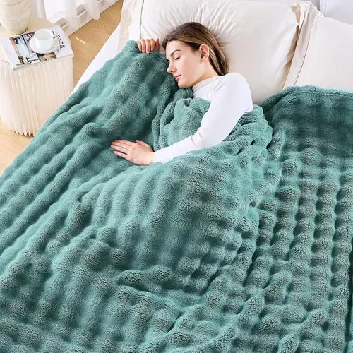 Miniatura 49 de NEWCOSPLAY Manta para Sofá Aqua Súper Suave de Franela Polar 3D Burbuja Ligera Manta de Cama para Uso en Todas las Estaciones (Aqua, Throw(50"x60"))
