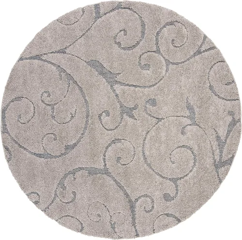 Miniatura 3 de SAFAVIEH - Alfombra de la Colección Florida Shag - 5' redonda, gris y azul claro, diseño de pergamino, sin deshilachado y fácil de limpiar, pelo
