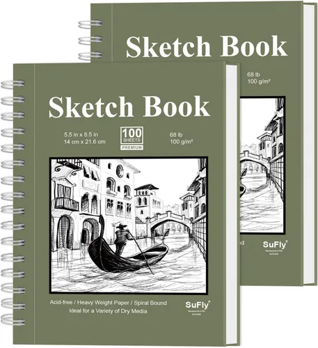 Miniatura 15 de Cuaderno de bocetos para niños, pequeño cuaderno de bocetos, cuaderno de bocetos de 5.5 x 8.5, paquete de 1 (68lb/100gsm), 100 hojas de bloc