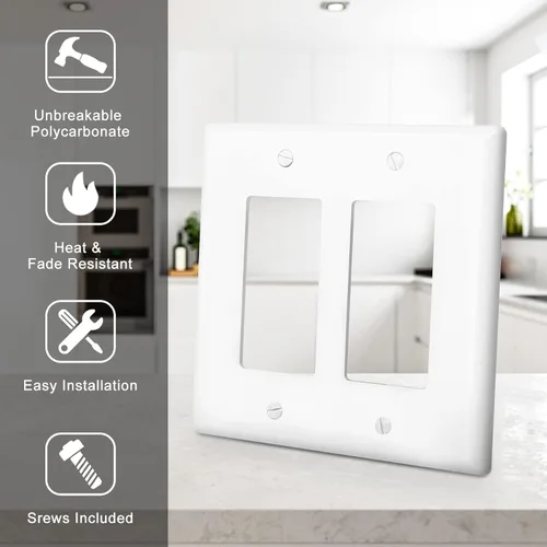 Miniatura 3 de Placas decorativas de pared de 2 segmentos para interruptores de luz, interruptor inteligente, atenuadores, GFCI, receptáculo, salida USB