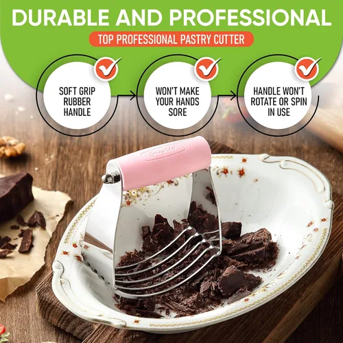 Miniatura 5 de Spring Chef Mezclador de Masa de Tamaño Mediano para Hornear, Herramienta Cortadora de Masa de Acero Inoxidable, Herramienta Manual de Cortador