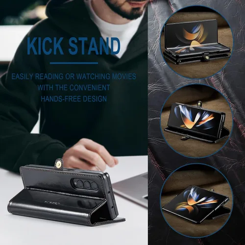 Miniatura 4 de Kowauri Funda para Samsung Galaxy Z Fold 4 5G, piel sintética, tipo cartera, con tarjetero y función atril, cierre magnético, protección a prueba