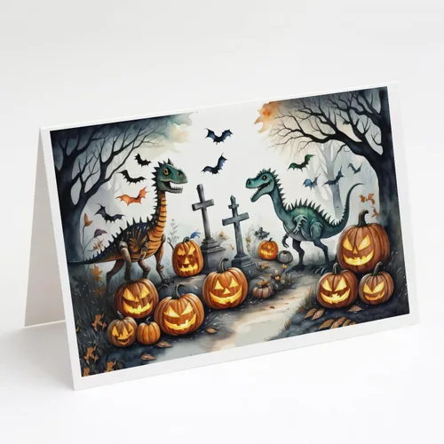 Miniatura 14 de Caroline's Treasures DAC2223GCA7P - Tarjetas de felicitación y sobres de Halloween espeluznantes de gato negro, paquete de 8 tarjetas en blanco