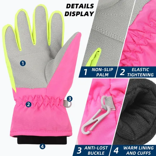 Miniatura 14 de AMYIPO - Guantes de invierno para niños y niñas, ideales para esquí, nieve, snowboard