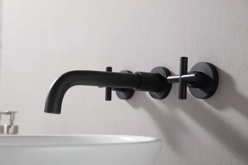 Miniatura 5 de SITGES Grifo de baño negro mate, grifo de lavabo de baño de doble manija y válvula áspera incluida (negro mate)