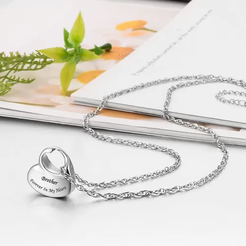 Miniatura 3 de abooxiu Collares de urna de corazón para cenizas, collar de cremación para cenizas para la familia, joyería de cremación de acero inoxidable