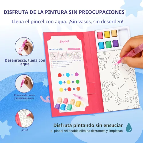 Miniatura 3 de JoyCat Paquete de 2 libros de pintura de bolsillo con agua para colorear para niños, juego de juguetes de actividades de arte y manualidades, kit