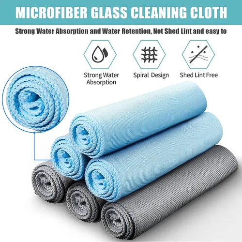 Miniatura 3 de Tatuo 18 paños de limpieza de vidrio de microfibra (16 x 16) paño de pulido, sin rayas, sin pelusas, limpia rápidamente ventanas, gafas, parabrisas