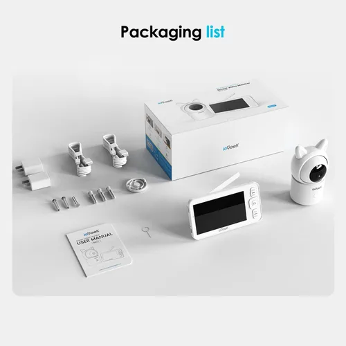 Miniatura 7 de ieGeek Monitor de bebé con cámara y audio, pantalla HD grande de 5 pulgadas (sin WiFi) y cámara 1080P y aplicación inteligente gratuita (WiFi)