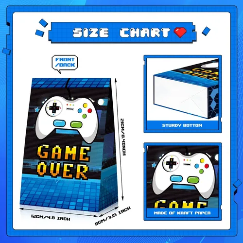 Miniatura 2 de Pajean 24 bolsas de regalo para videojuegos, suministros de fiesta de videojuegos, recuerdos de fiesta para jugadores, bolsas de golosinas con 30