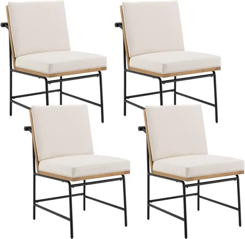Miniatura 14 de HEAH-YO Juego de 2 sillas de comedor modernas, tapizadas de piel sintética con respaldo, sillas de comedor sin brazos para cocina, color negro