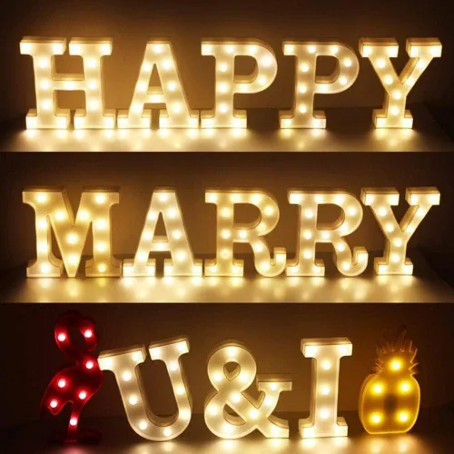 Miniatura 7 de anso Letras LED del alfabeto con números iluminados, letras de plástico blanco, decoración de pie de la A a la Z 0 ~ 9 (rosa corazón)
