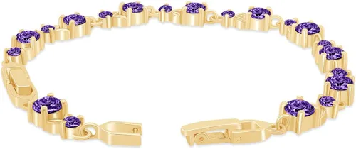 Miniatura 4 de AFFY Pulsera de tenis con forma de hoja de oro amarillo de 14 quilates sobre plata de ley, regalo de San Valentín para ella
