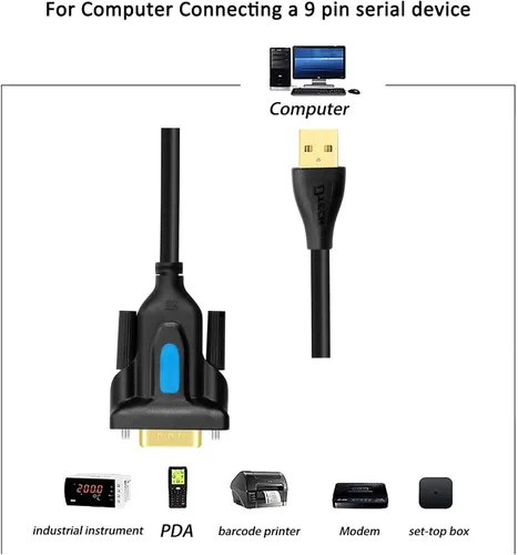 Miniatura 5 de DTECH Adaptador USB a serie DB9 RS232 Cable Prolífico Chip PL2303 DB-9 Cable macho de 3 pies compatible con Windows 11 10 8 7 Mac Linux