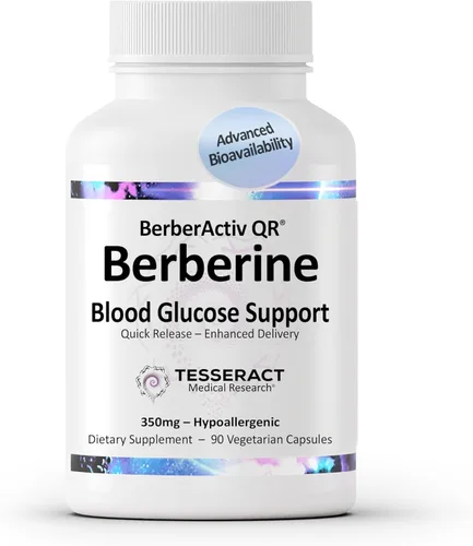 Tesseract Medical Research BerberActiv-QR Berberine Suplemento de apoyo inmunológico, apoya la salud del hígado, hipoalergénico, 350 mg, 90 cápsulas