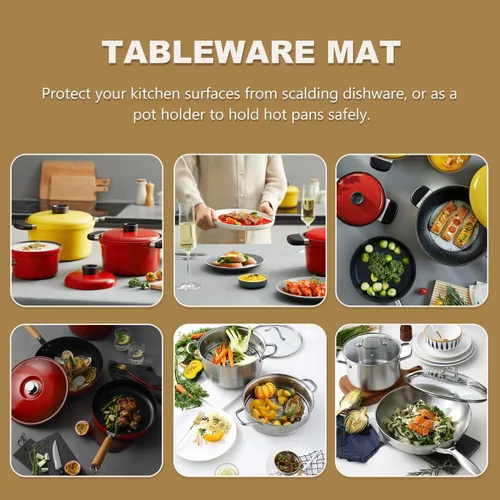 Miniatura 5 de UPKOCH Juego de 12 protectores de fieltro para ollas y sartenes con base antideslizante, salvamanteles de cocina resistentes al calor y separadores