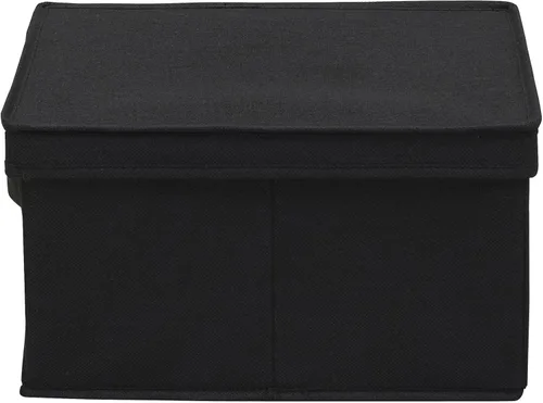 Miniatura 7 de Household Essentials Caja de almacenamiento grande de tela con tapa, color negro, juego de 2