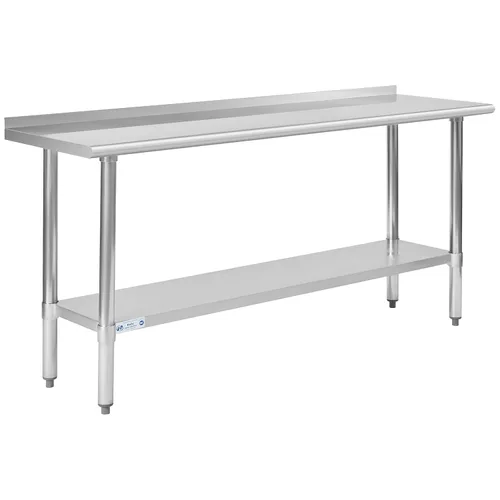 Miniatura 18 de Mesa de acero inoxidable para preparación y trabajo, con ruedas giratorias, mesa resistente, comercial NSF, con estante inferior y protector