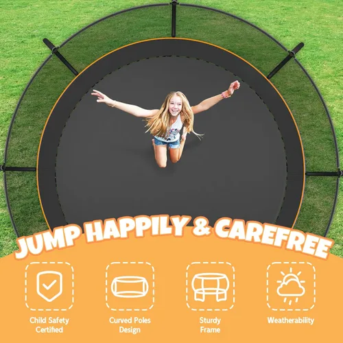 Miniatura 2 de Kiivakii Trampolín de 10 pies, 12 pies, 14 pies, 16 pies, trampolines para exteriores para niños y adultos, trampolines recreativos con postes