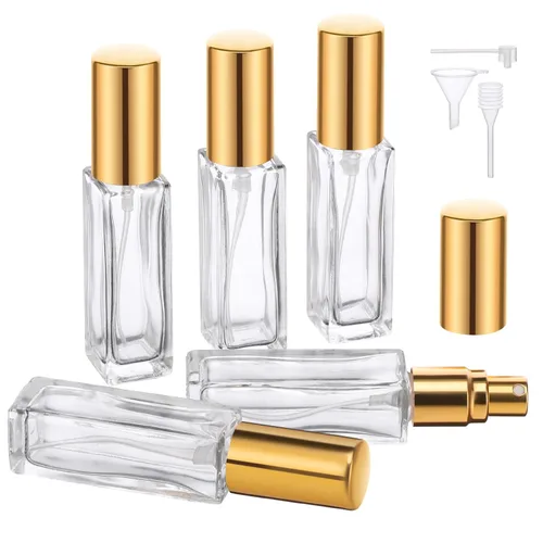 Miniatura 24 de Botellas de perfume Segbeauty para viaje, recargables, de 10 ml, contenedores de perfume de vidrio con embudo y pipeta, 5 unidades, 10