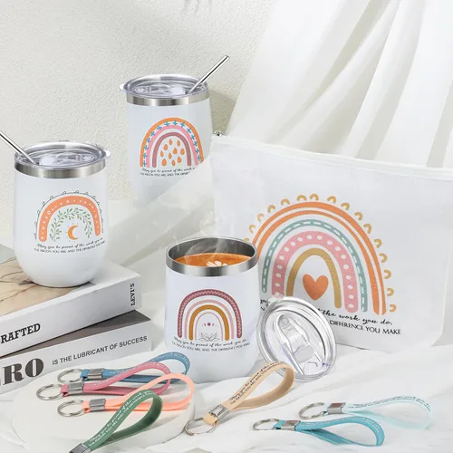 Miniatura 4 de Bokon Juego de 30 regalos de agradecimiento a los empleados de 12 onzas con texto en inglés "May You Be Proud" Sign Stainless Steel Tumbler Rainbow
