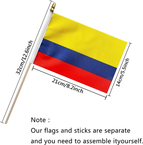 Miniatura 2 de TSMD Mini banderas colombianas de mano, 5 x 8 pulgadas, paquete de 12