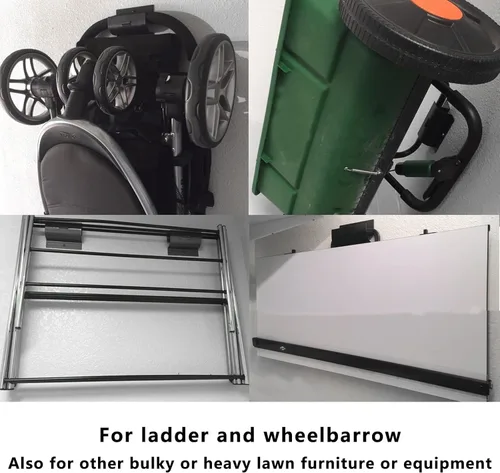 Miniatura 5 de Ganchos de escalera de montaje en pared resistentes para almacenamiento, ganchos para carretilla para pared de garaje, 1 paquete