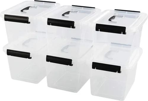 Miniatura 7 de Caja de almacenamiento de 5 cuartos de galón con tapa, 6 paquetes de contenedores pequeños de plástico con asas