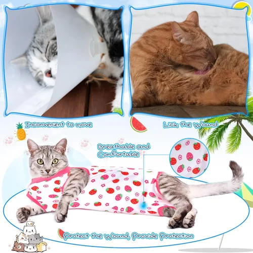 Miniatura 5 de Kacctyen Juego de 6 Trajes de Recuperación para Gatos Después de Cirugía Hembra y Macho Gatito Traje de Cirugía Alternativa al Collar E Pijama Ropa