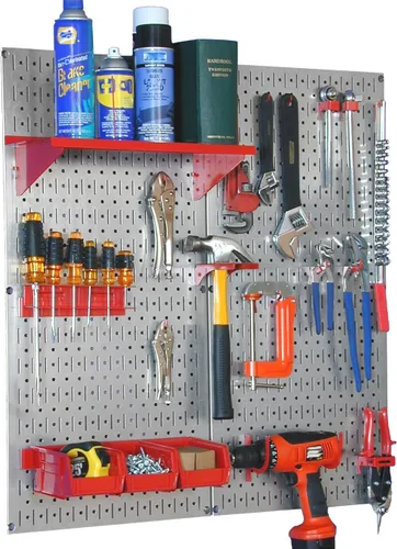 Miniatura 8 de Kit de almacenamiento de herramientas utilitario de tablero de clavijas de metal Wall Control con tablero de clavijas negro y accesorios negros