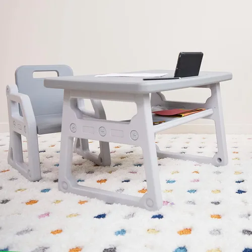 Miniatura 9 de ECR4Kids Escritorio y Silla Plus para Niños, Muebles para Niños, Gris Claro, 2 Piezas