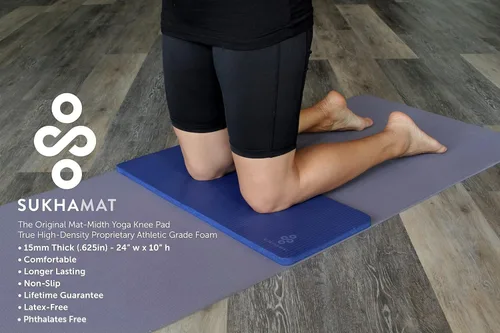 Miniatura 2 de SukhaMat Sukhamat - Rodillera de yoga para rodillas, codos, muñecas, extra gruesa, 0.59 pulgadas de grosor, 24 x 10 pulgadas, diseñada para una