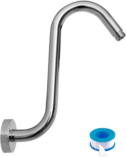 Miniatura 14 de Lordear Brazo de ducha montado en la pared, tubo de ducha de 12 pulgadas con brida, vástago de ducha redondo de 1/2 NPT para cabezal de ducha, negro