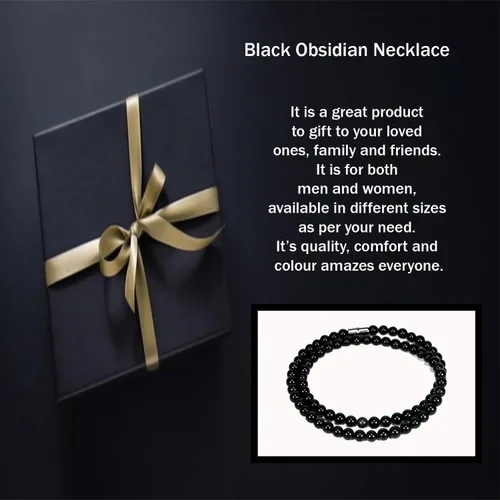 Miniatura 7 de Collar de cristal de obsidiana negra hecho a mano, collar de cuentas de piedras preciosas naturales auténticas, curación, protección, talismán mala