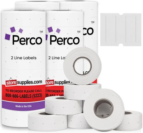 Miniatura 16 de Perco Etiquetas azules de 2 líneas, 6,000 etiquetas de precio en blanco y fecha para pistolas Perco de 2 líneas de precio y fecha, 8 rollos, 1