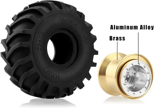 Miniatura 3 de GLOBACT Neumáticos de aluminio Monster Truck RC de 2.677 x 1.299 in para 1/24 AXIAL SCX24 FMS FCX24 RC Crawler Accesorios de actualización de coche