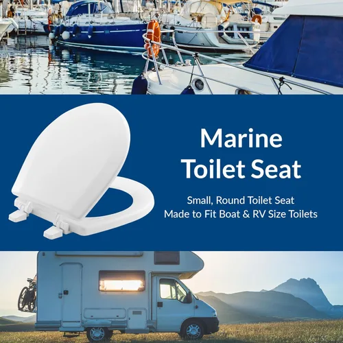 Miniatura 3 de BEMIS TC50TTA MARINE - Asiento de inodoro pequeño hecho para barcos y caravanas, madera duradera, color blanco
